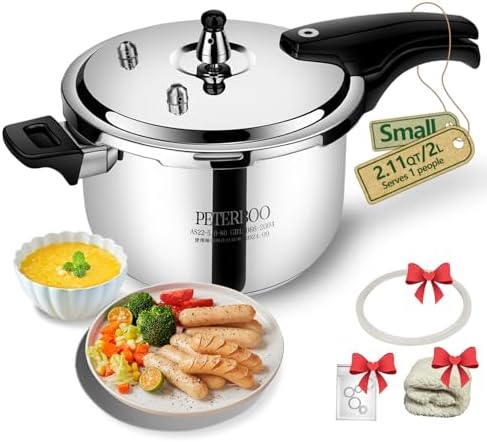 Small Stainless Steel Pressure Cooker 3Quart Mini Size, Ideal for Side Dishes, Grains & Camping,2-2.5Quart Compact Design, Fast & Safe for Small Families 3qt+