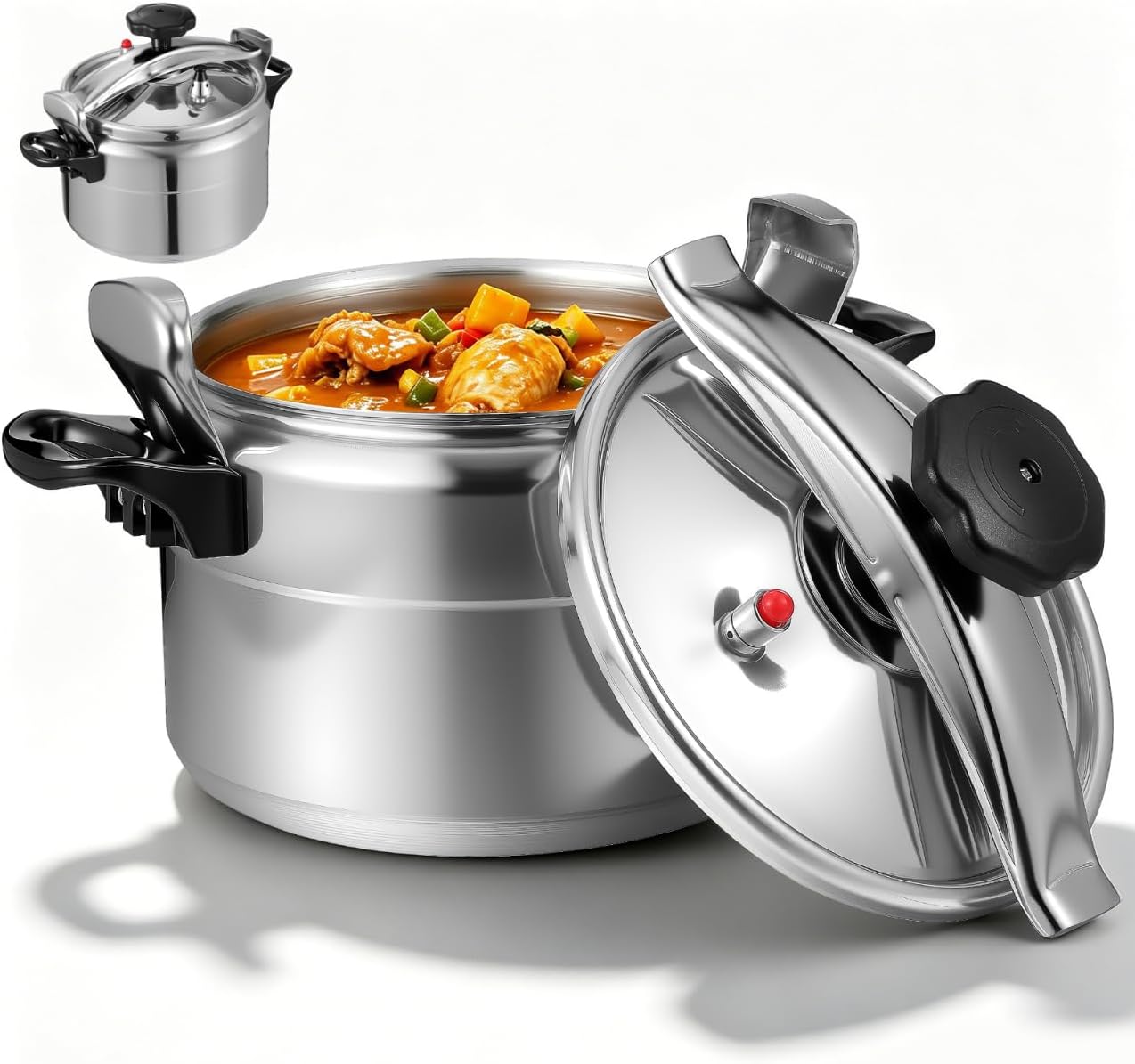 7L Pressure Cooker Aluminum Silver Multi-Cooking Stovetop Pressure Cooker